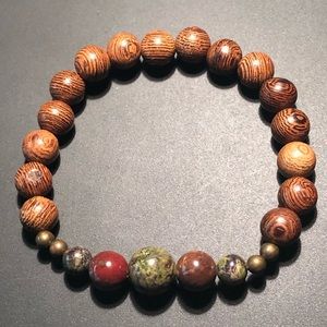 Dragon blood Jasper X Wood Bracelet